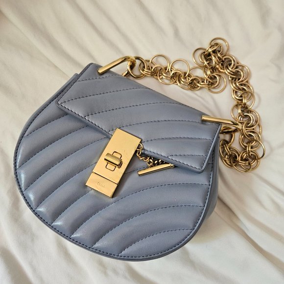 Chloe Handbags - Chloe Mini Drew Bijoux Leather Shoulder Bag - light blue